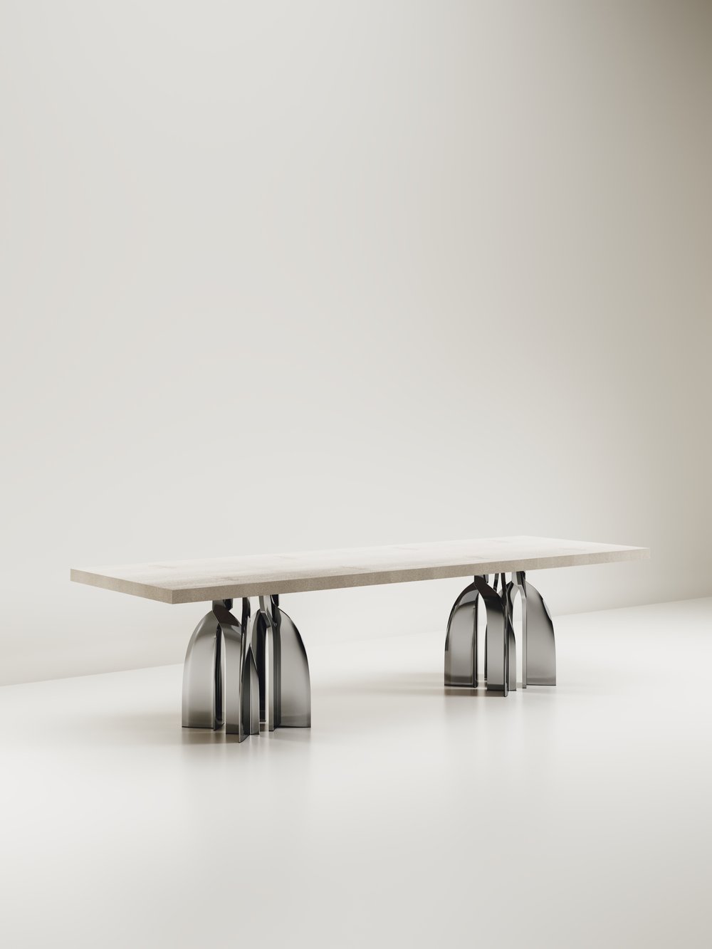 KIFU PARISChital with Polished Stainless Steel长餐桌